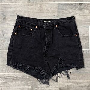 Levi's Black Distressed Jean Shorts